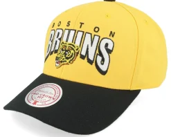 Adjustable-Mitchell & Ness Boston Bruins Boom Text Pro Vintage Yellow/Black Adjustable -
