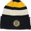 Cuff Beanies-47 Brand Boston Bruins Clubhouse Jennings 47 Beanie /White/Yellow Cuff - Black