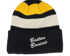 Cuff Beanies-47 Brand Boston Bruins Clubhouse Jennings 47 Beanie /White/Yellow Cuff - Black