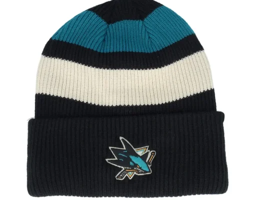 Cuff Beanies-47 Brand Boston Bruins Clubhouse Jennings 47 Beanie /White/Yellow Cuff - Black