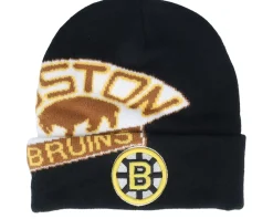 Cuff Beanies-Mitchell & Ness Boston Bruins Cricket Knit Vintage Cuff - Black