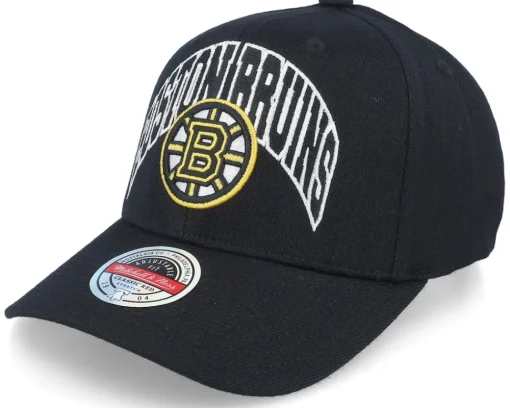 Adjustable-Mitchell & Ness Boston Bruins Letterman Classic Red Adjustable - Black