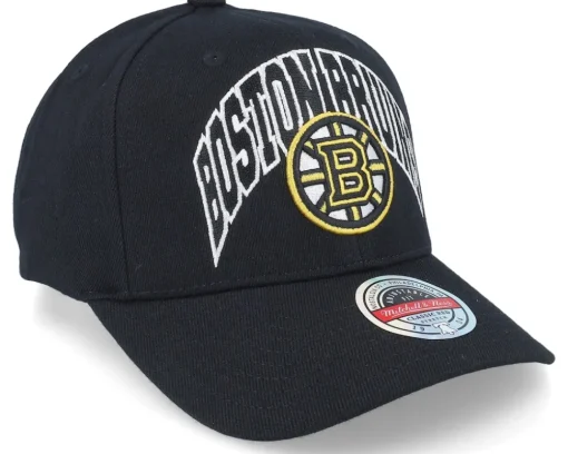 Adjustable-Mitchell & Ness Boston Bruins Letterman Classic Red Adjustable - Black