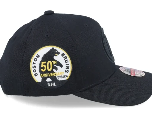 Adjustable-Mitchell & Ness Boston Bruins NHL Anniversary Patch Black Adjustable -
