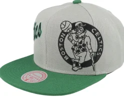 Snapback-Mitchell & Ness Boston Celtics Knock Out Panel Grey/Green Snapback -