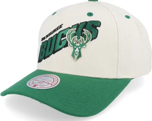 New Mitchell & Ness Boston Celtics Retro Type Pro Off White/Green Adjustable - Beige