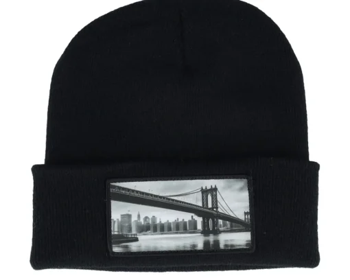 Cuff Beanies-Public Domain Bridge Beanie Cuff - Black