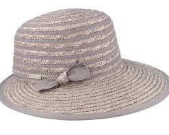 Straw Hat-Seeberger Brim Visor Straw Hat - Grey