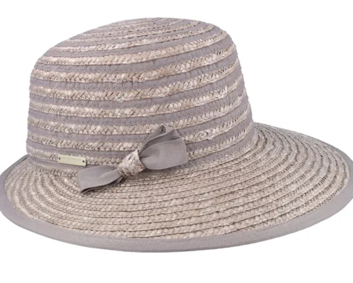 Straw Hat-Seeberger Brim Visor Straw Hat - Grey
