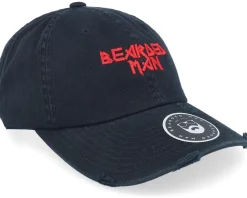 Dad Cap-Bearded Man British Heavy Metal Logo Ripped Black Dad Cap -