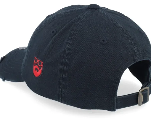 Dad Cap-Bearded Man British Heavy Metal Logo Ripped Black Dad Cap -