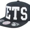 Clearance Mitchell & Ness Brooklyn Nets Big Text 1 Snapback - Black