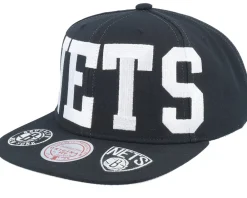 Clearance Mitchell & Ness Brooklyn Nets Big Text 1 Snapback - Black