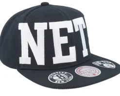 Clearance Mitchell & Ness Brooklyn Nets Big Text 1 Snapback - Black