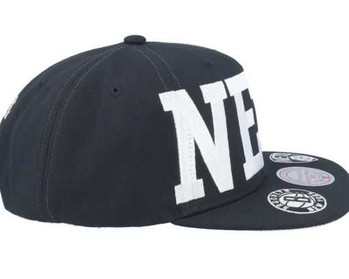 Clearance Mitchell & Ness Brooklyn Nets Big Text 1 Snapback - Black