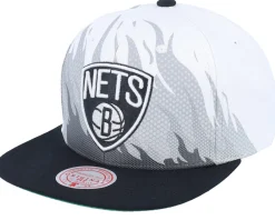 Snapback-Mitchell & Ness Brooklyn Nets Hot Fire Snapback - White