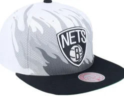 Snapback-Mitchell & Ness Brooklyn Nets Hot Fire Snapback - White