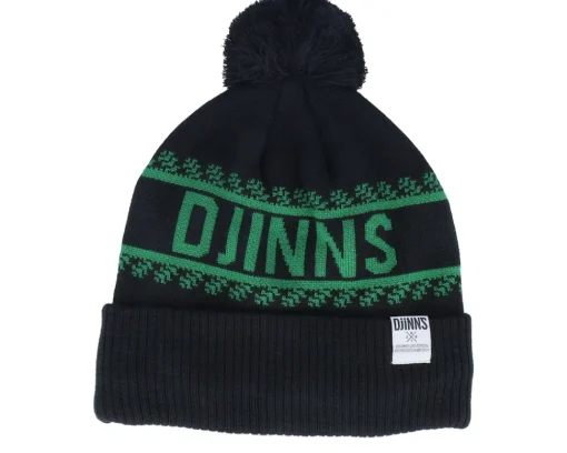Sale Djinns Bubble Beanie Winter Jacquard Black/Green Pom -
