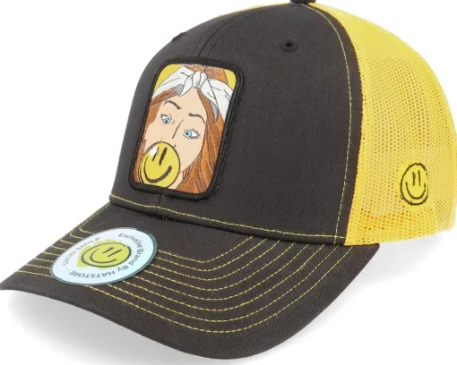 Trucker-Lucid Smile Bubblegum Smile Patch A-framed Trucker - Black