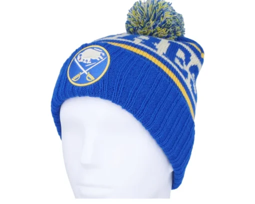 Pom Beanies-American Needle Buffalo Sabres Pillow Line Knit Royal Pom - Blue