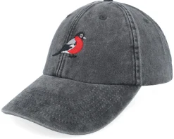Dad Cap-Iconic Bullfinch Bird Vintage Washed Black Dad Cap -