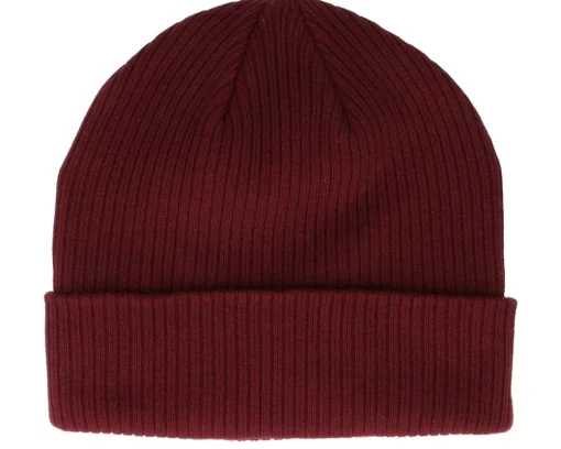 Cuff Beanies-Beechfield Burgundy Organic Cotton Cuff - Red