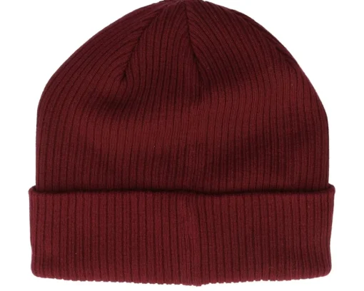 Cuff Beanies-Beechfield Burgundy Organic Cotton Cuff - Red