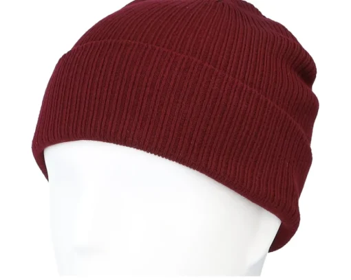Cuff Beanies-Beechfield Burgundy Organic Cotton Cuff - Red