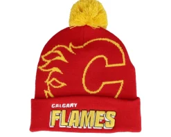 Best Mitchell & Ness Calgary Flames Punch Out Knit Pom - Red