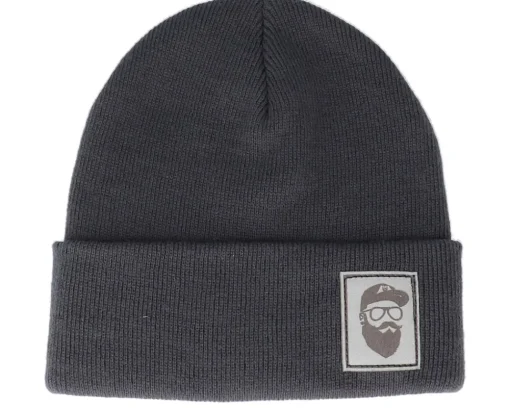 Clearance Bearded Man Cap Man Patch Graphite Grey Beanie -