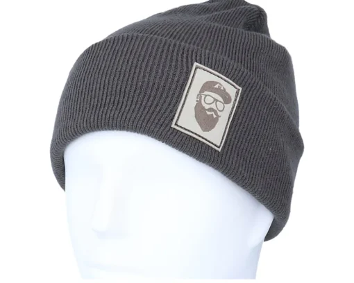 Clearance Bearded Man Cap Man Patch Graphite Grey Beanie -