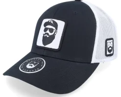 Trucker-Bearded Man Cap Man Woven Patch /White Trucker - Black