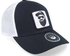 Trucker-Bearded Man Cap Man Woven Patch /White Trucker - Black