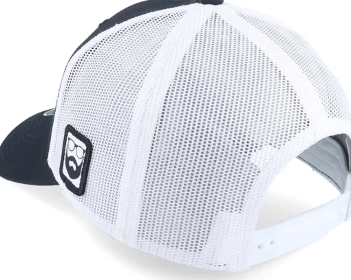 Trucker-Bearded Man Cap Man Woven Patch /White Trucker - Black
