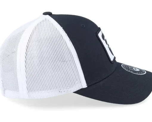 Trucker-Bearded Man Cap Man Woven Patch /White Trucker - Black