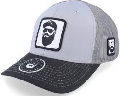 Trucker-Bearded Man Cap Man Woven Patch /White Trucker - Black