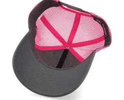 Trucker-Bearded Man Cap Man Woven Patch Charcoal/Neon Pink Trucker - Grey