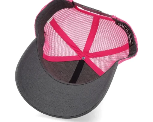 Trucker-Bearded Man Cap Man Woven Patch Charcoal/Neon Pink Trucker - Grey
