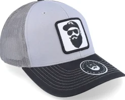 Trucker-Bearded Man Cap Man Woven Patch /Charcoal/Black Trucker - Grey
