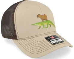 Trucker-Iconic Capybara Crocodile 112 Split Khaki/Coffee Trucker -