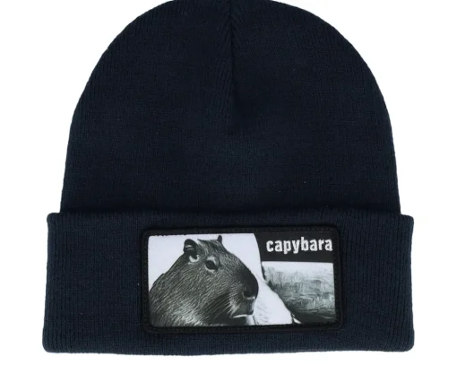 Cuff Beanies-Iconic Capybara Sofa Beanie French Navy Cuff - Blue