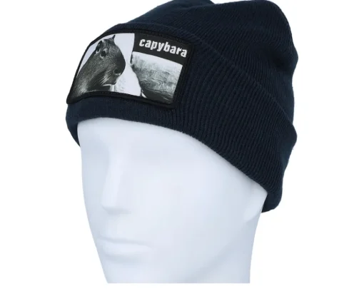 Cuff Beanies-Iconic Capybara Sofa Beanie French Navy Cuff - Blue