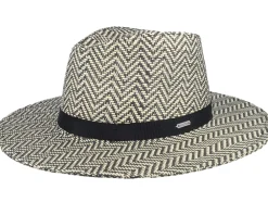 Straw Hat-Brixton Carolina Packable Black/Natural Straw Hat -