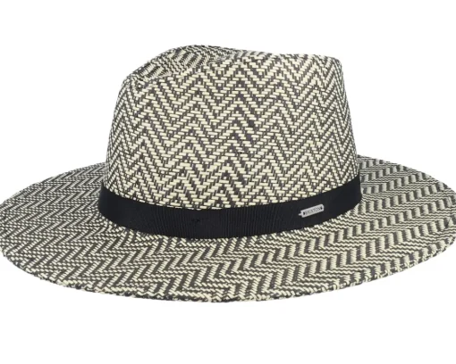 Straw Hat-Brixton Carolina Packable Black/Natural Straw Hat -