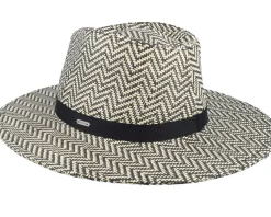 Straw Hat-Brixton Carolina Packable Black/Natural Straw Hat -