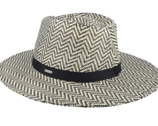 Straw Hat-Brixton Carolina Packable Black/Natural Straw Hat -