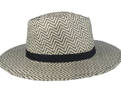 Straw Hat-Brixton Carolina Packable Black/Natural Straw Hat -