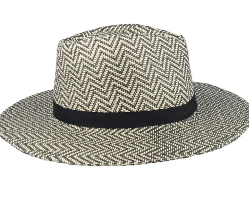 Straw Hat-Brixton Carolina Packable Black/Natural Straw Hat -