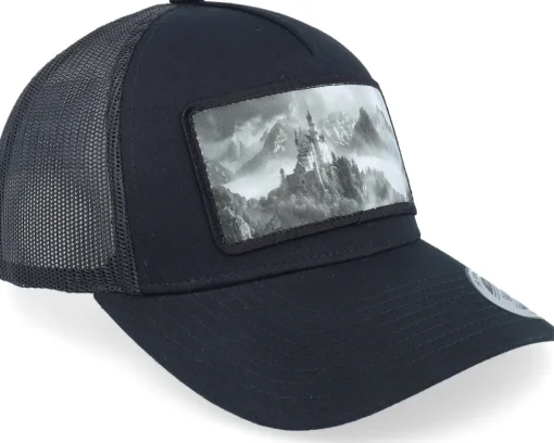 Trucker-Iconic Castle On The Mountains Black A-Frame Trucker -