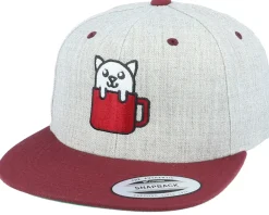 Snapback-Iconic Cat In Mug Heather Grey/Maroon Snapback -